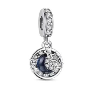 S925 sterling silver bead DIY pendant blue starry sky