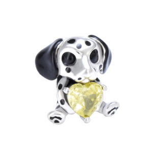 S925 sterling silver bead DIY pendant with spotted dog