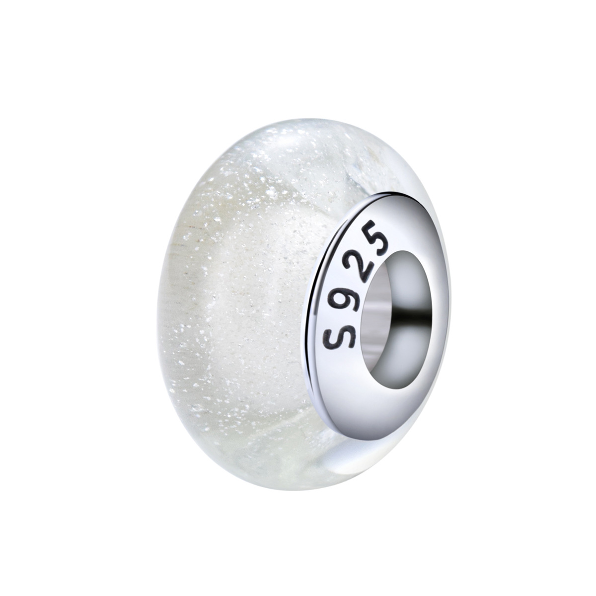 S925 sterling silver bead DIY pendant snowflake glass beads