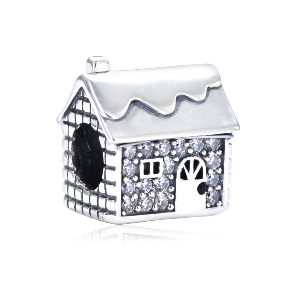 S925 sterling silver bead DIY pendant house