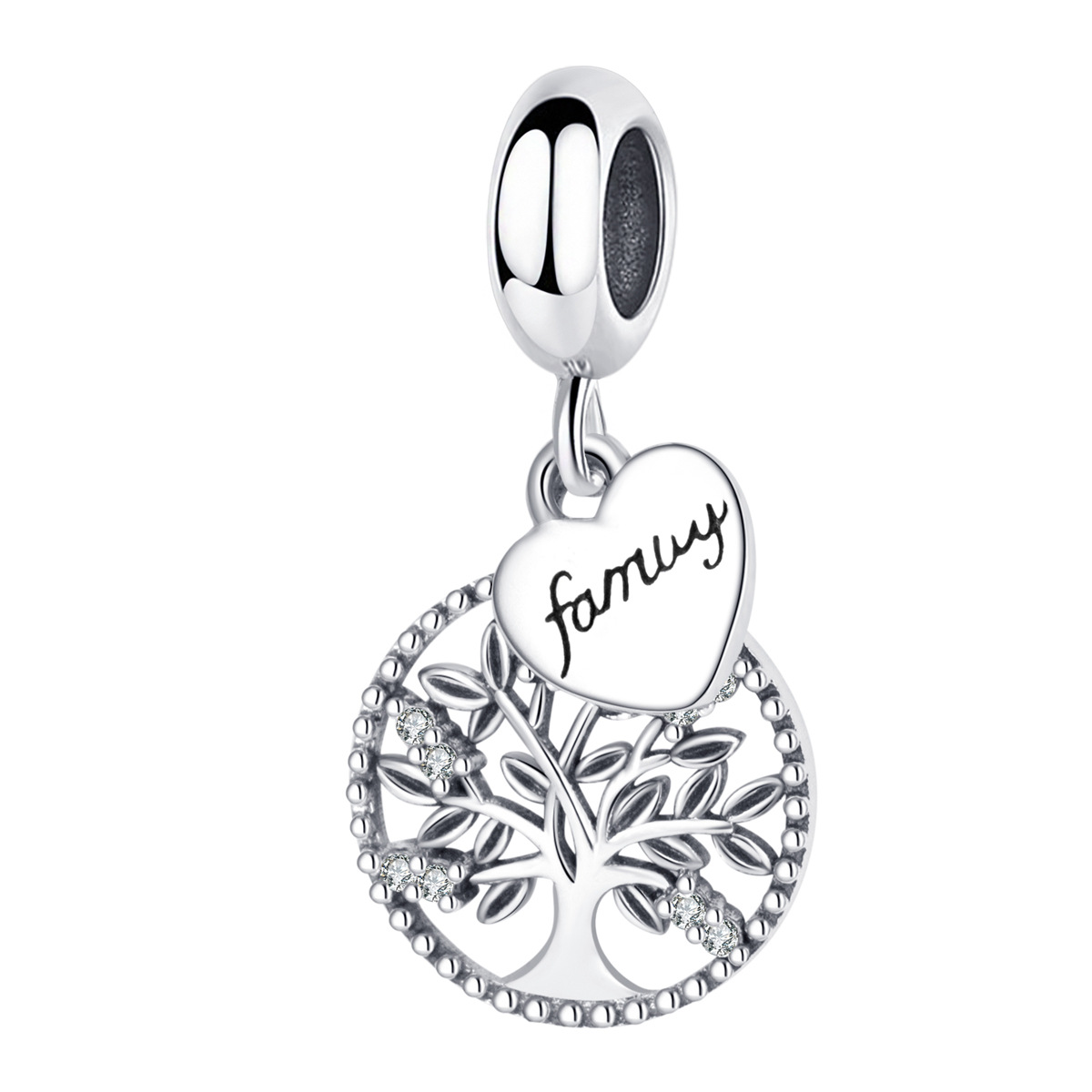 S925 Pure Silver Bead DIY Pendant Family Tree
