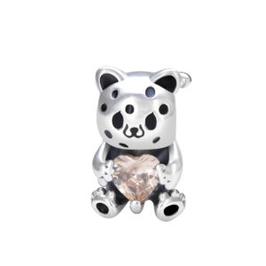 S925 sterling silver bead DIY pendant teddy bear