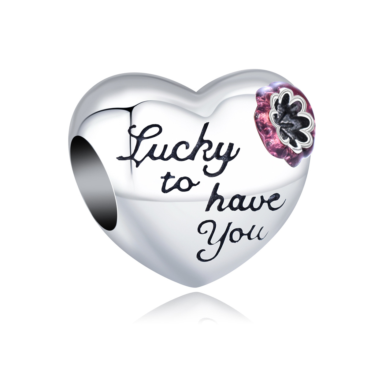 S925 Pure Silver Bead DIY Pendant Love