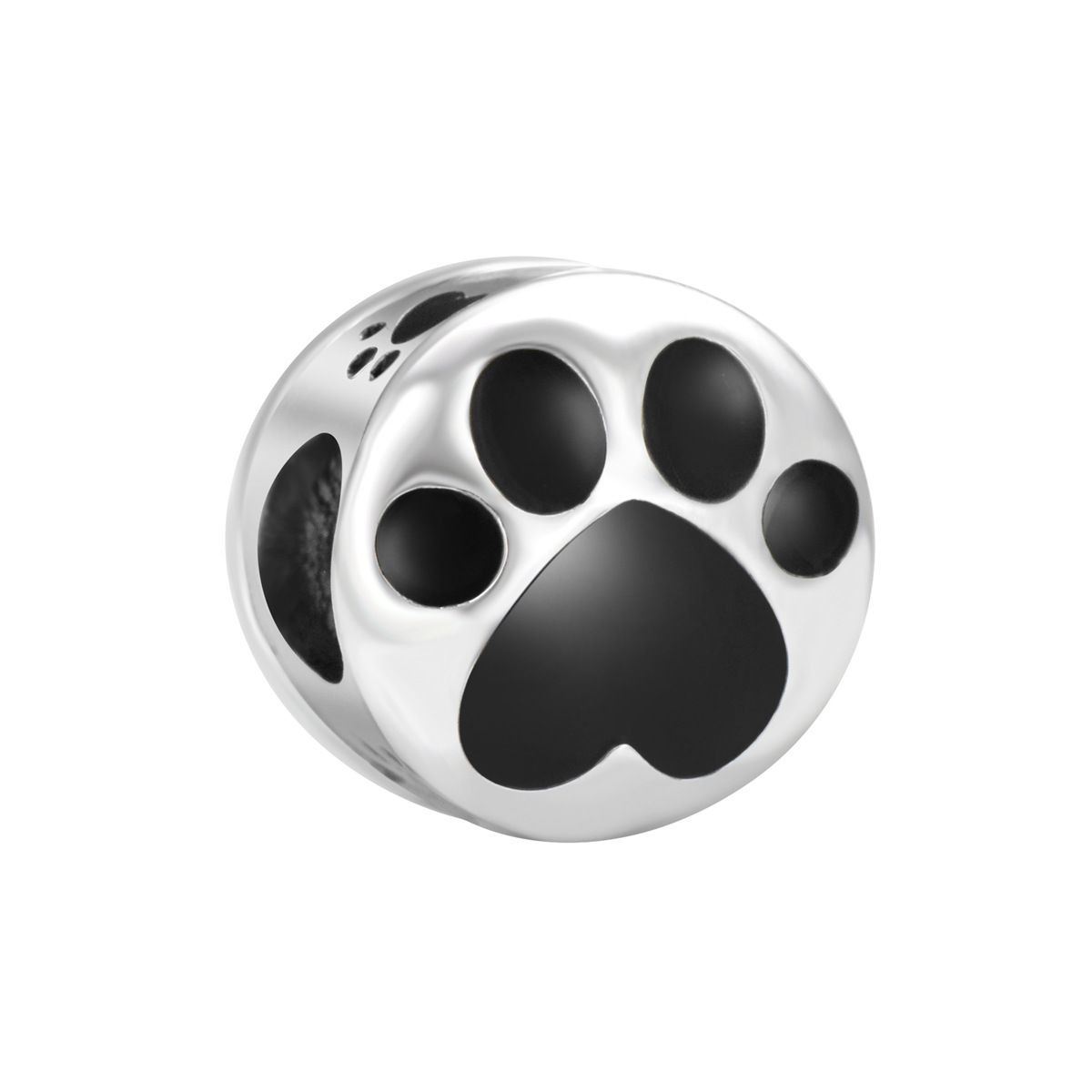 S925 sterling silver bead DIY pendant with paw print