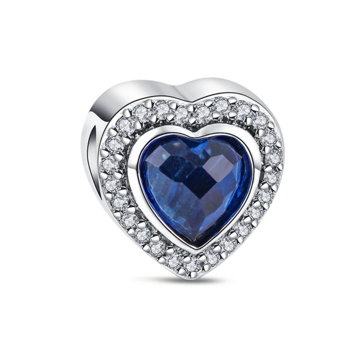 S925 sterling silver bead DIY pendant with blue heart
