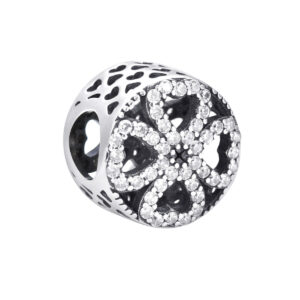 S925 Pure Silver Bead DIY Pendant Love Four Leaf Flower