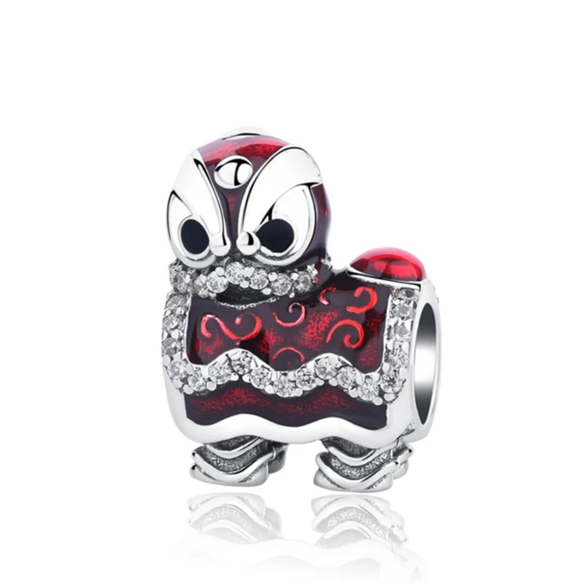 S925 sterling silver bead DIY pendant lion dance
