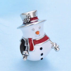 S925 sterling silver bead DIY pendant snowman