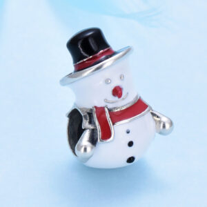 S925 sterling silver bead DIY pendant snowman
