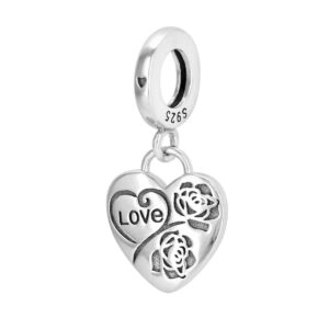 S925 sterling silver bead DIY pendant heart shape