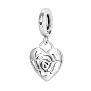 S925 sterling silver bead DIY pendant heart shape