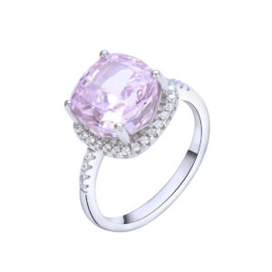 S925 sterling silver women's ring four prongs pink zircon ring