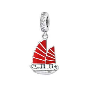 S925 sterling silver bead DIY pendant sailboat