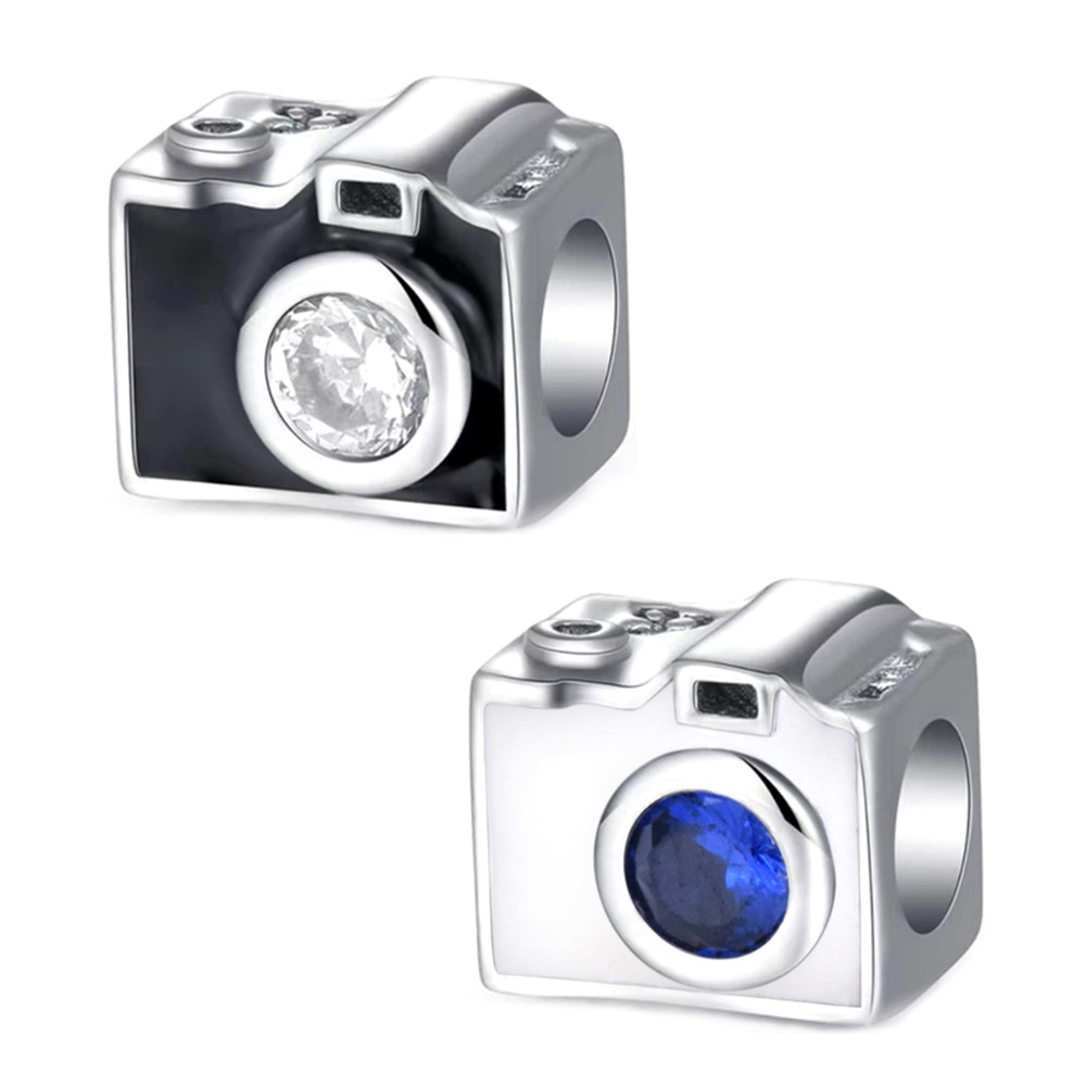 S925 sterling silver bead DIY pendant camera