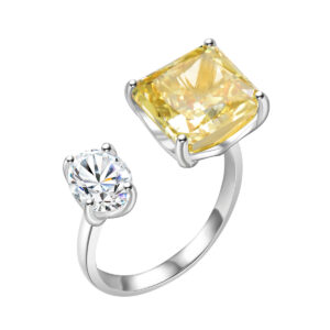 S925 sterling silver women's ring four prongs set ice flower cutting zircon ring