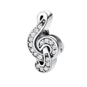 S925 sterling silver bead DIY pendant music symbol