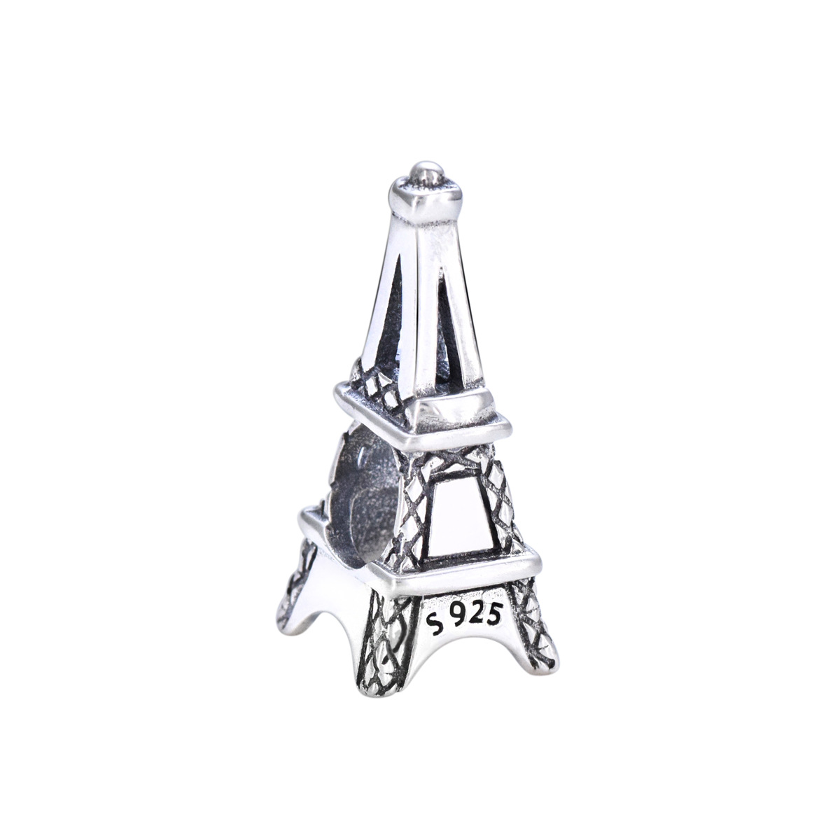 S925 sterling silver bead DIY pendant iron tower