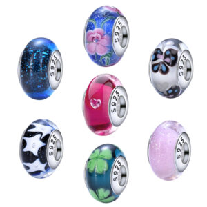 S925 sterling silver bead DIY pendant with glass beads