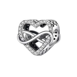 S925 sterling silver bead DIY pendant heart shape