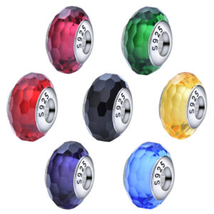 S925 sterling silver bead DIY pendant with glass beads