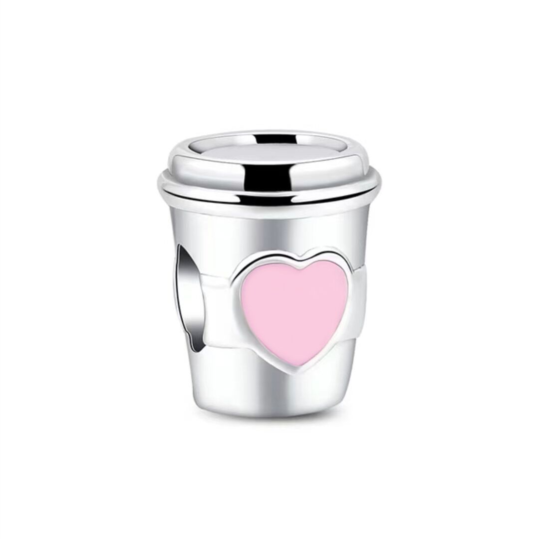S925 sterling silver bead DIY pendant coffee cup