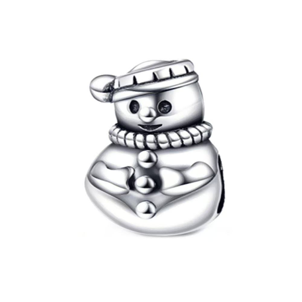 S925 sterling silver bead DIY pendant snowman