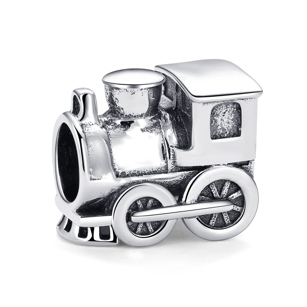 S925 sterling silver bead DIY pendant locomotive