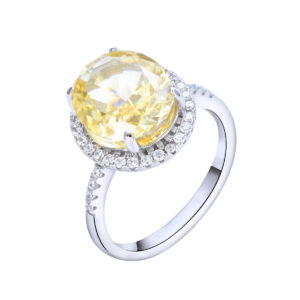 S925 Sterling silver ring yellow round zircon ring