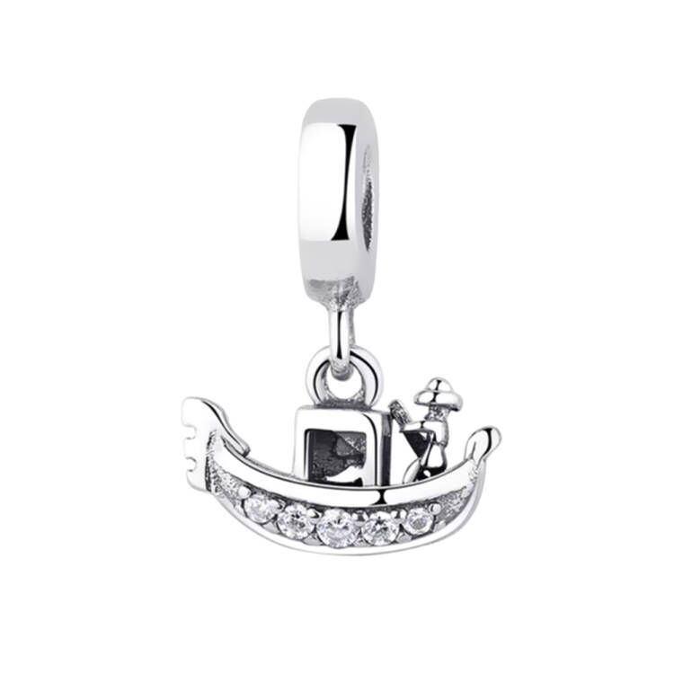 S925 sterling silver bead DIY suspended boat