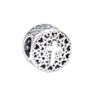 S925 sterling silver bead DIY pendant cross