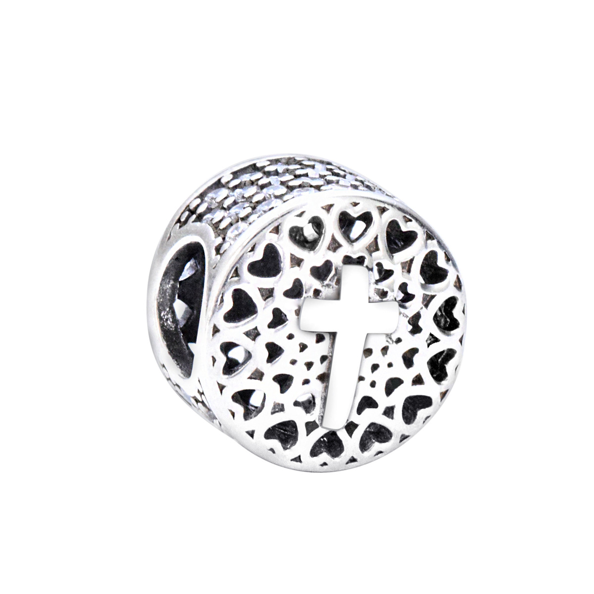 S925 sterling silver bead DIY pendant cross