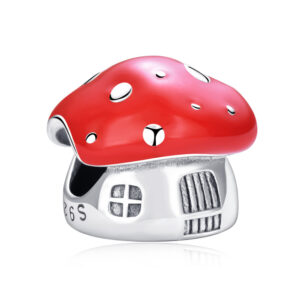 S925 sterling silver bead DIY pendant mushroom house