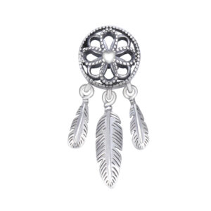 S925 sterling silver bead DIY pendant feather