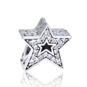 S925 sterling silver bead DIY pendant star