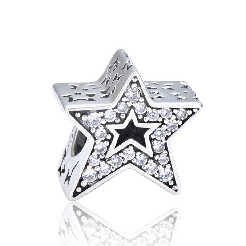 S925 sterling silver bead DIY pendant star