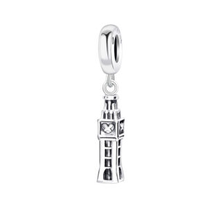 S925 sterling silver bead DIY pendant clock tower