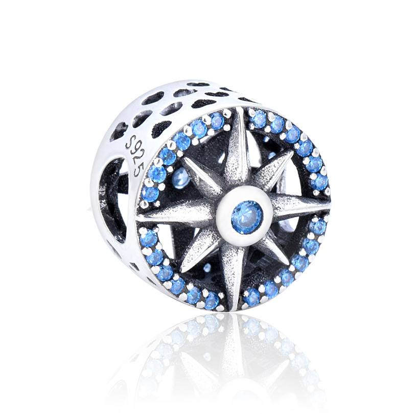S925 sterling silver bead DIY pendant compass
