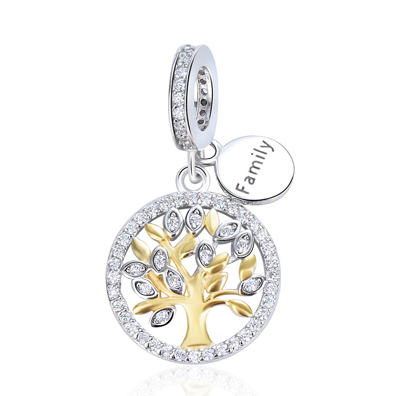S925 Pure Silver Bead DIY Pendant Family Tree