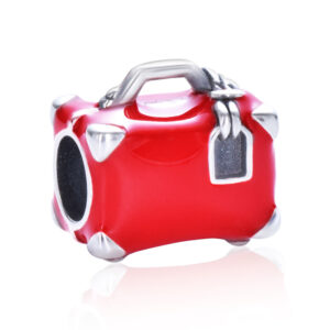 S925 sterling silver bead DIY pendant red handbag