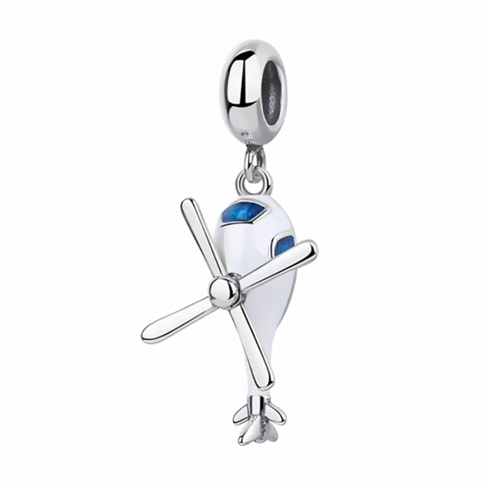 S925 sterling silver bead DIY pendant helicopter