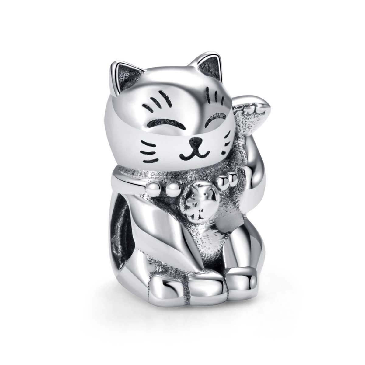 S925 sterling silver bead DIY pendant for lucky cats