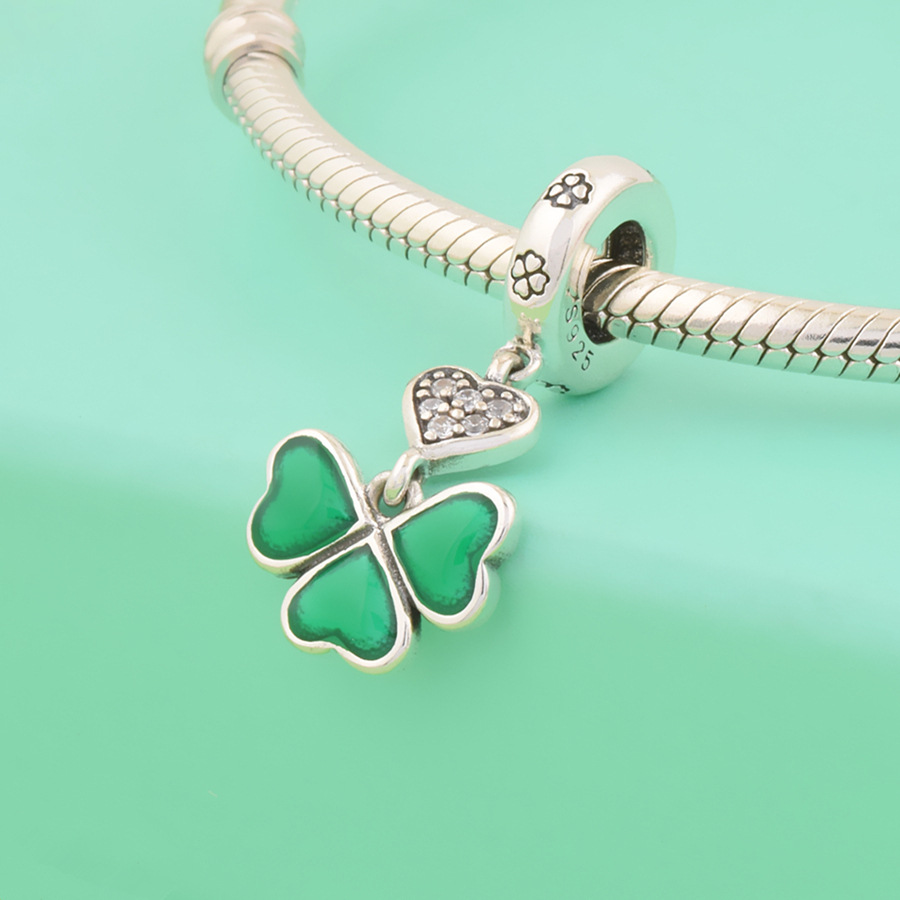 S925 Pure Silver Bead DIY Pendant Love Flower - Image 2