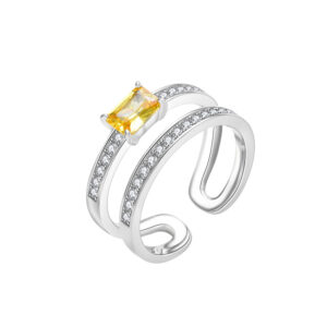 S925 sterling silver double row inlaid high quality zircon ring adjustable ring