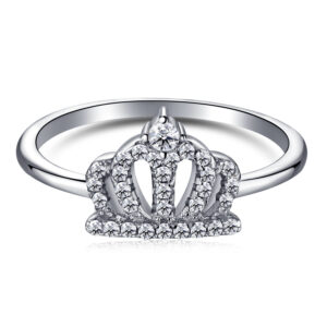 S925 sterling silver creative crown ring simple hollow ring