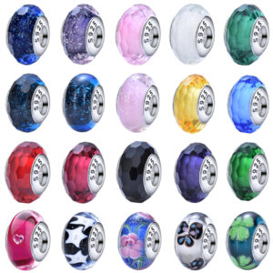 S925 sterling silver DIY bracelet beaded glass pendant