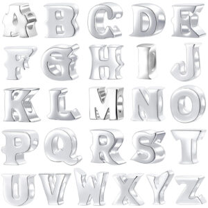 S925 sterling silver DIY bracelet beaded 3D three-dimensional 26 letter pendant