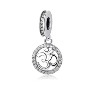 S925 sterling silver DIY bracelet beaded openwork OM character pendant