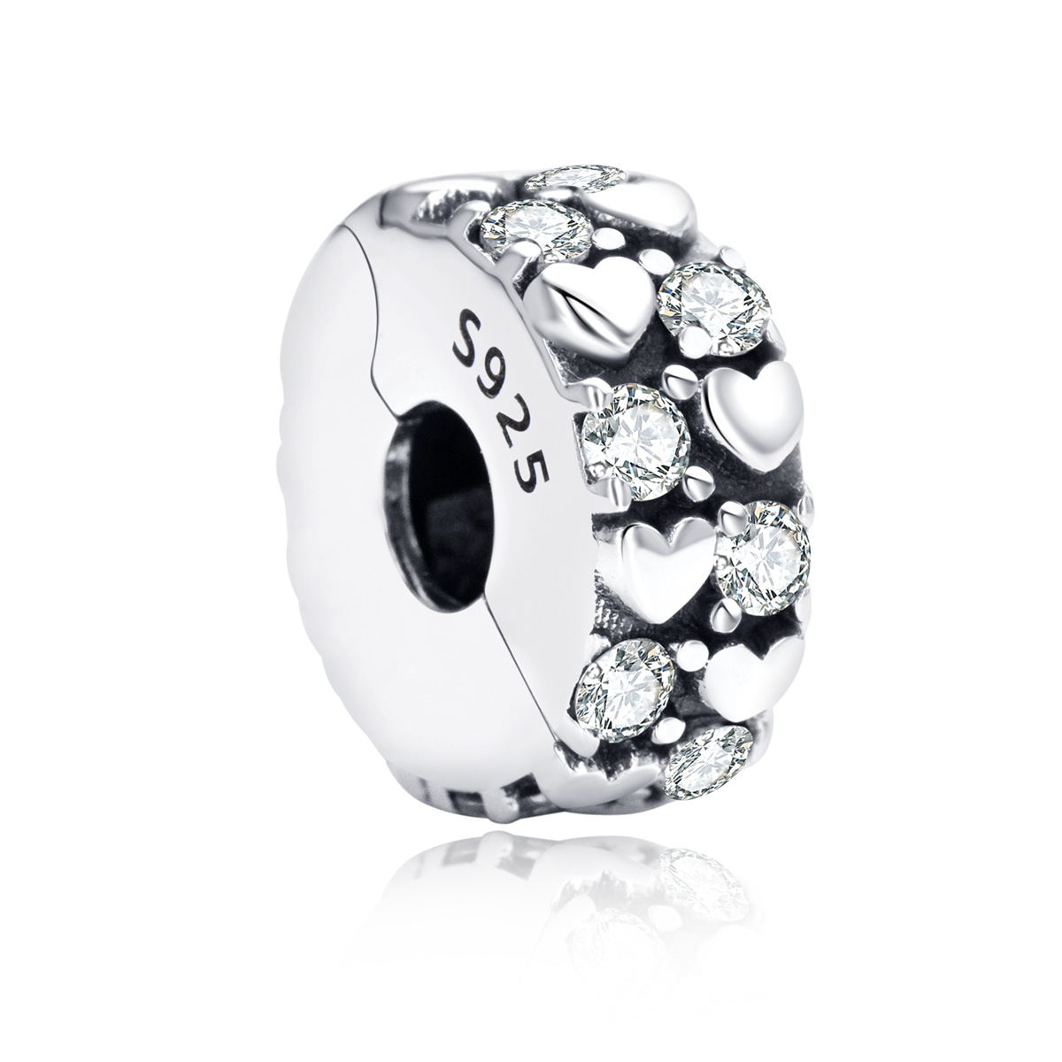 S925 sterling silver beaded DIY inlaid zircon pendant