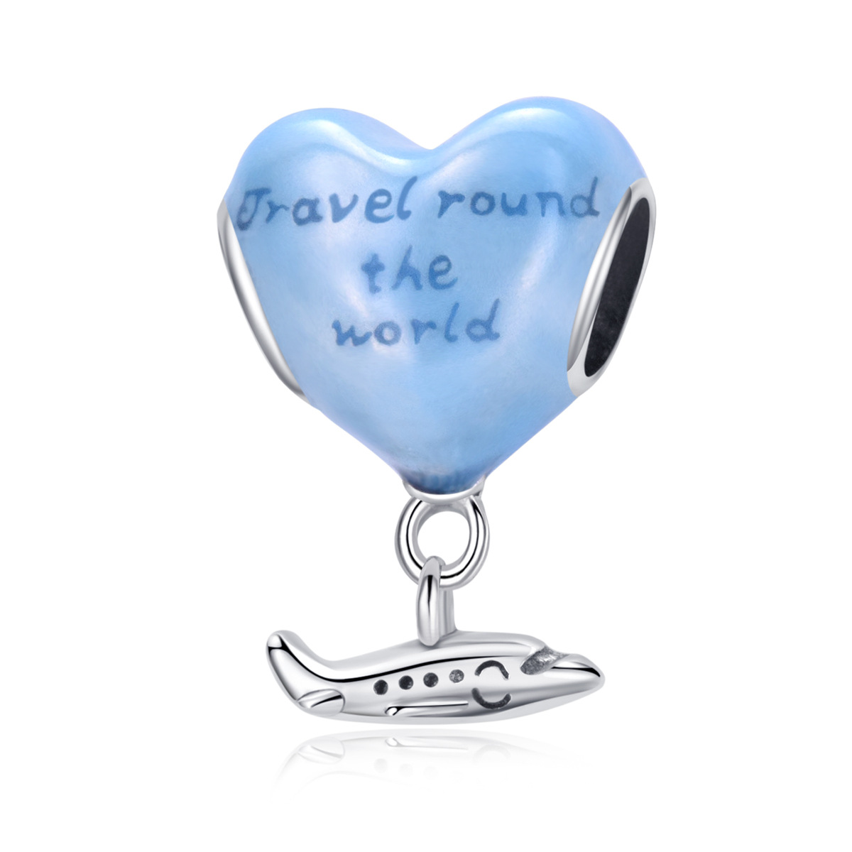 S925 sterling silver beaded DIY small airplane pendant