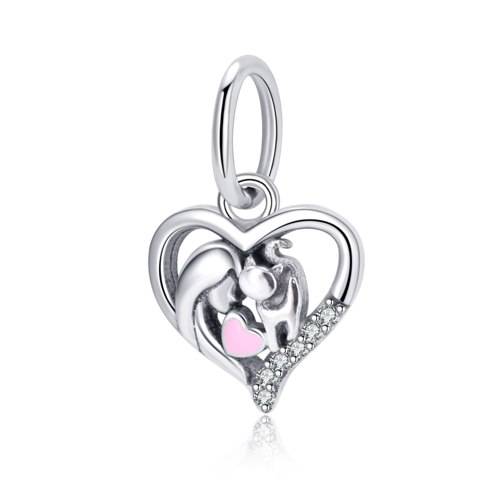 S925 Sterling Silver Beaded DIY Kitten Pendant